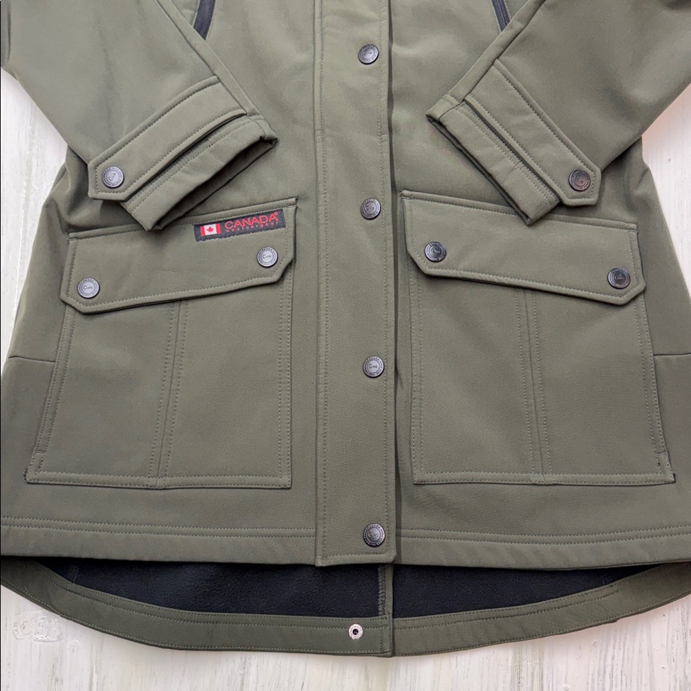 Canada Weather Gear Faux Fur Trim Hooded Parka Army/Forest Green Sz L - Picture 8 of 16
